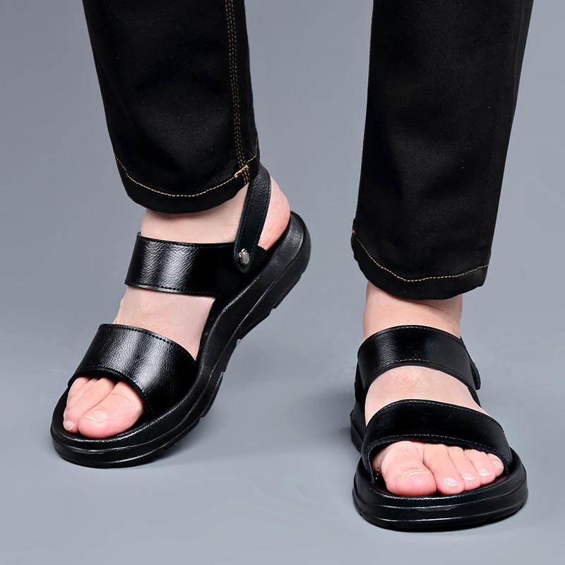 Fashion Summer Mens Business Leather Casual Sandals Soft Sole Comfort Men Leather Outdoor Beach Sandals Fashion Designer Senior Sandals