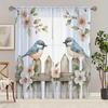 Set Of 2 Hd Digital Plant Bird Printed Window Screen Home Decor Style Decoration Living Room Bedroom Rod Curtain For Made Polyester