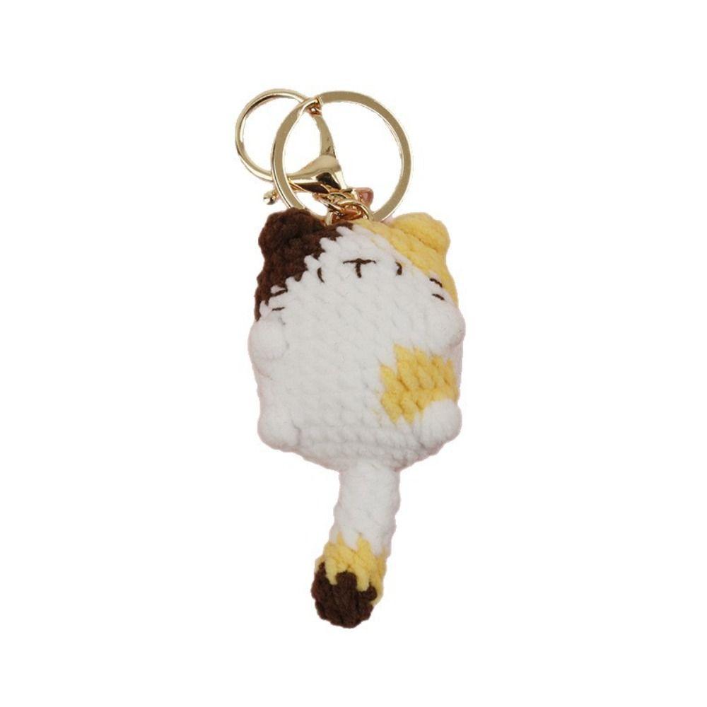 Decoration Cat Doll Keychain Hand-woven Cute Animal Pendant Cute Cat Kitten Keyring Bag Hanging