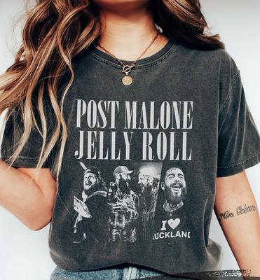 Post Malone Jelly Roll Concert Tour Shirt, Posty Beautifully Broken Rapper Tee Unisex T-Shirt