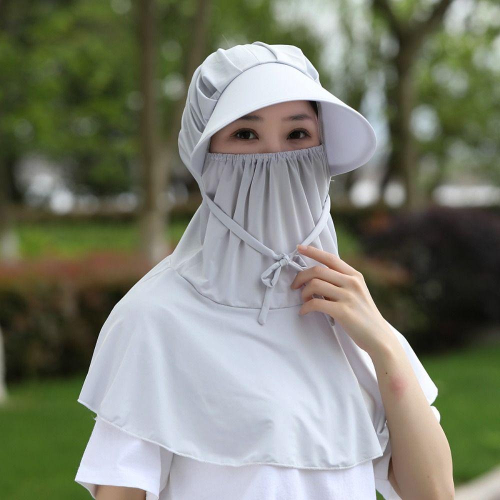 Sunscreen Wide Brim Bucket Cap Flower Bucket Hat with Mask Foldable Tea Picking Cap  Girl