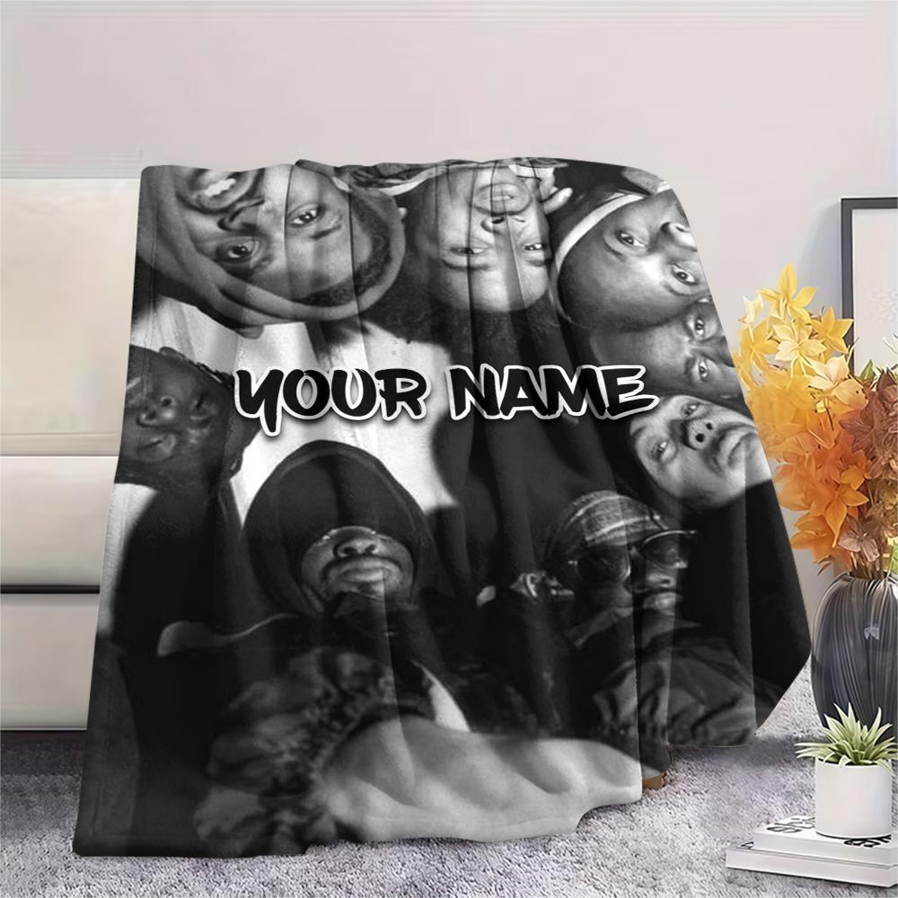 1PC Custom Name Wu Tang Clan Patterned Flannel Blanket Suitable For All Seasons for Home Decor Warmth and Comfort Gifts Holiday Present