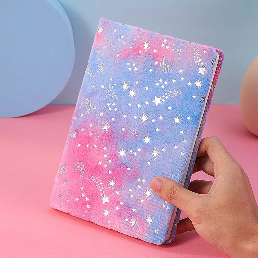 Luxury Gradient Plush Star Notebook, A5 Student Diary, Daily Plan, Perfect High Value Gift, Reward, 1Pc