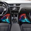 4 Peças Tapete com Estampa de Lobo Colorido Tapetes de Chão para Carro para Auto Van Caminhão SUV - Conjunto Completo Dianteiro e Traseiro Ajuste Universal Proteção Decoração do Interior do Carro