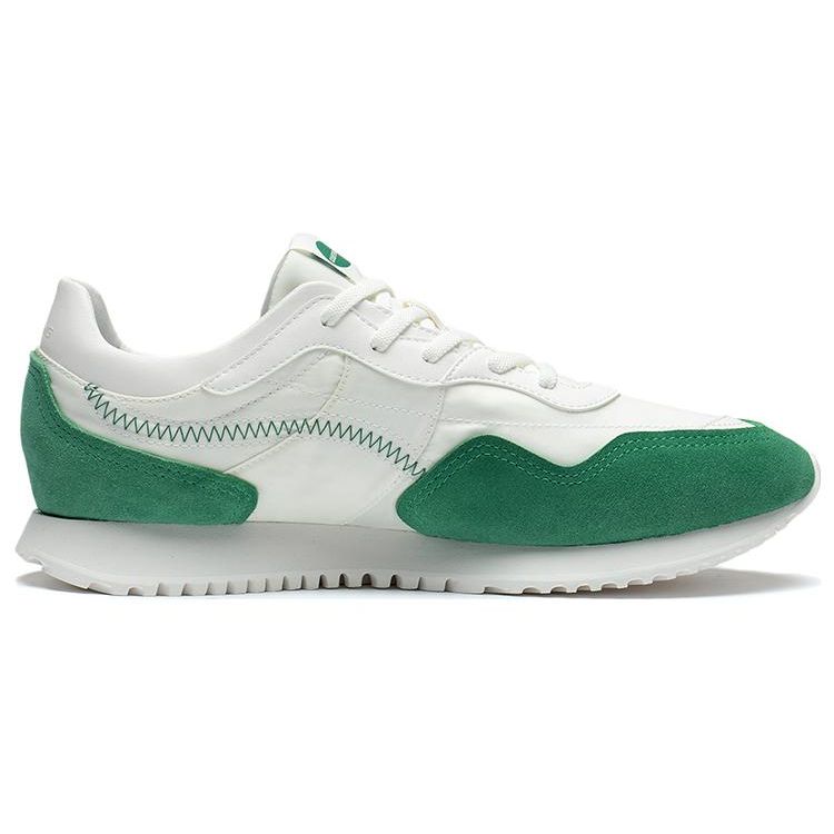 Li Ning CF Su Series Lin Weave Fabric Leather Non-Slip Wear-Resistant Breathable Low-Top Running Shoes Women Sneakers White Green AGCT174-3