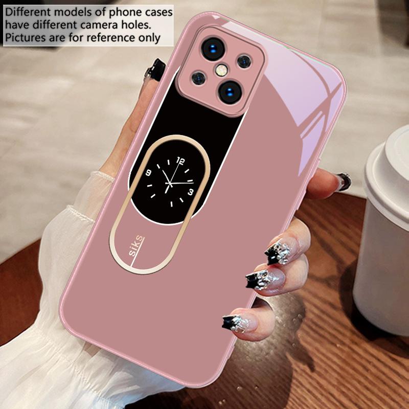 Wall Clock Color Pattern For Oppo Find X5 X8 Pro X3 Lite A72 58 73 54S F11 79 Reno 6 4Z 5G Nord N200 Tempered Glass Phone Case