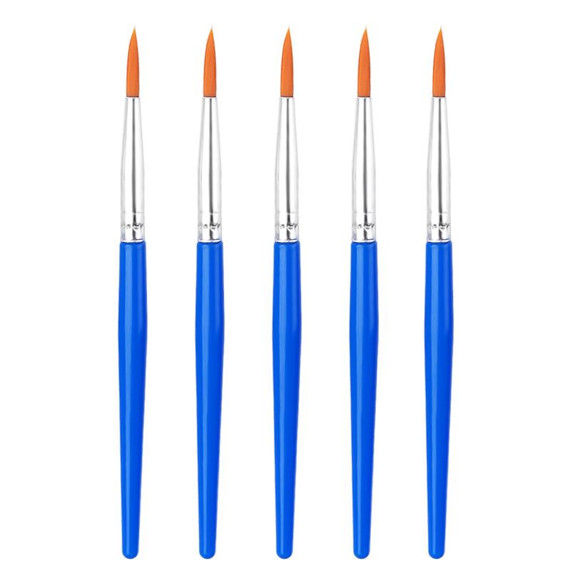 

5 шт. детская живопись, нейлоновая кисть с плоской головкой, акриловая акварельная кисть для рисования линий, острая ручка, художественная кисть pointed 5pcs