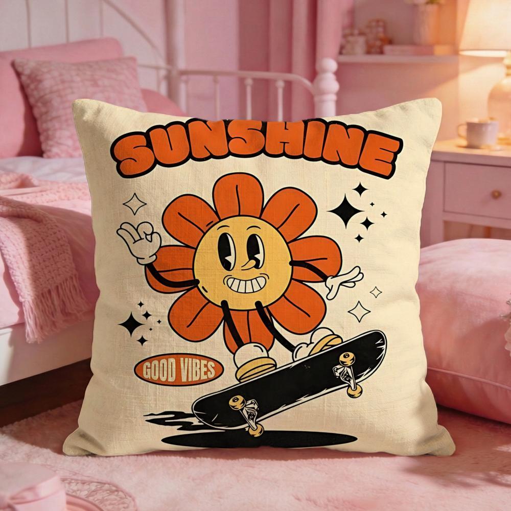 ArtCartoon Big EyesS Cushion Cover Premium Comfort Reversible Pillow Cove Two in One Design for Any Room Car Interior