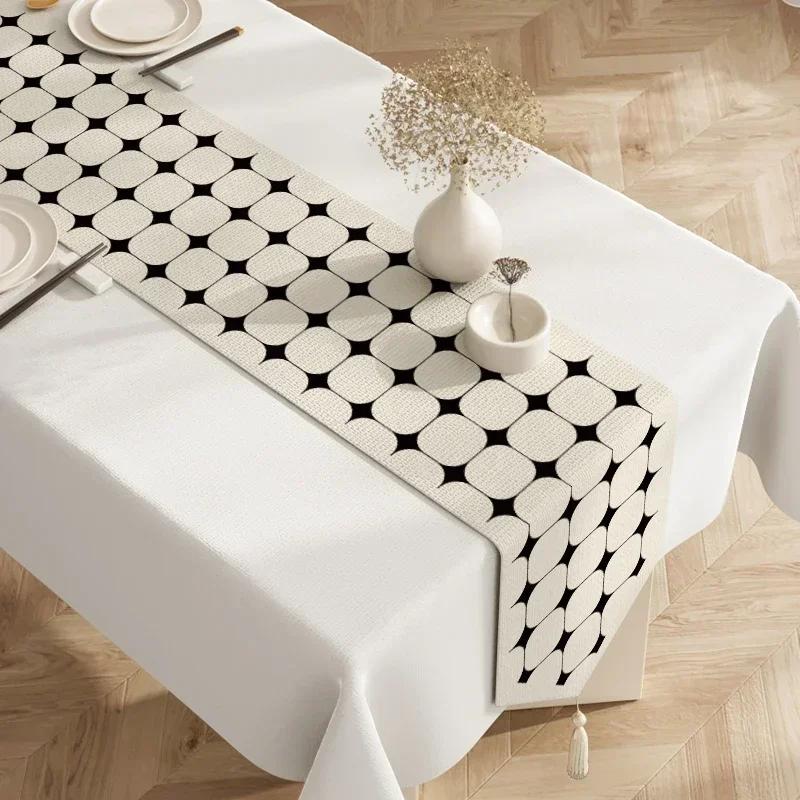 Cotton  Linen Tea Table Decoration Table Flag Light Luxury High-end Cover Cloth Dinner Side Cabinet Countertop Cushion Cloth