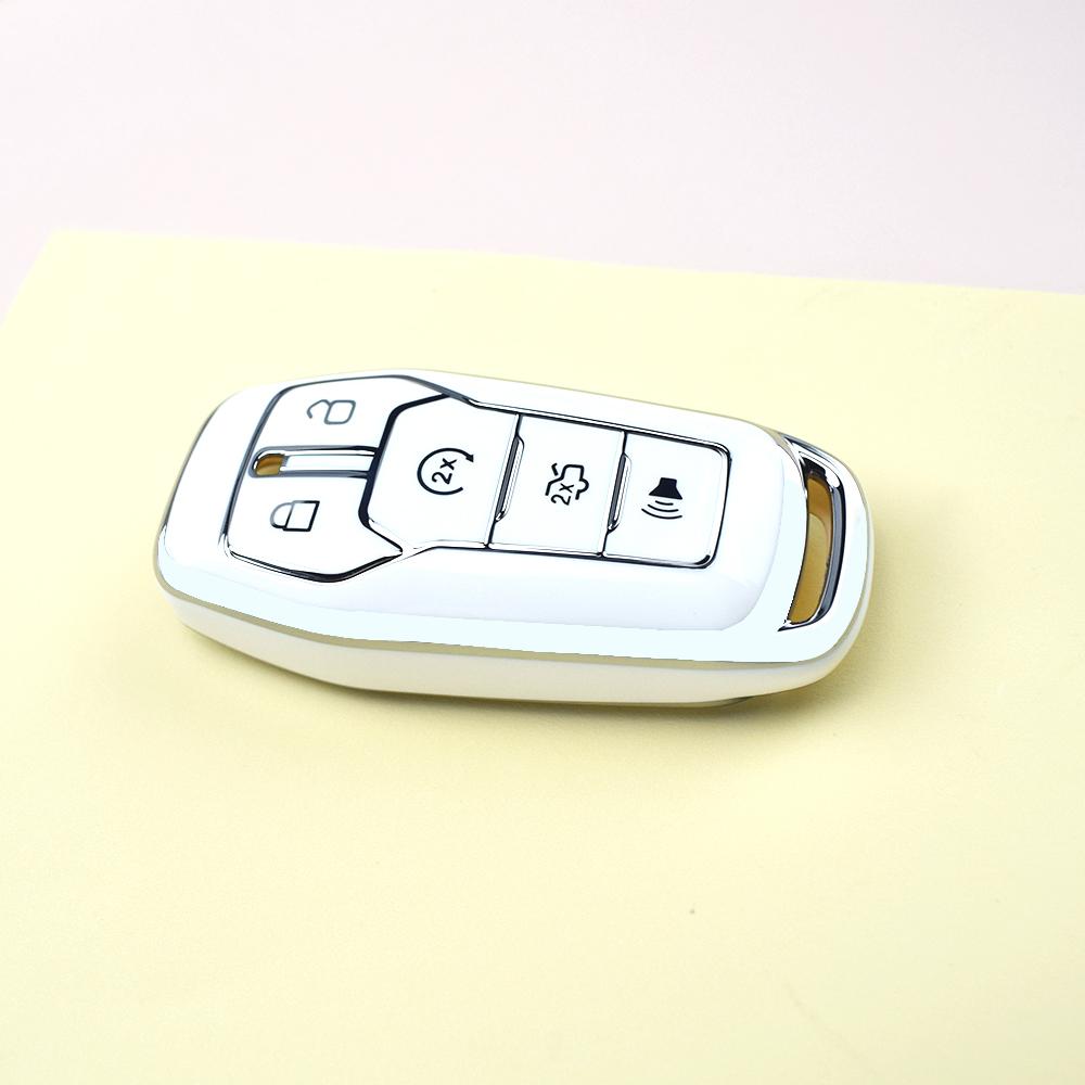 Silver Edge Car Styling Soft TPU For Ford Explorer Edge Fusion Mondeo Mustang F-150 Key Cover Case Auto Shell Fob Protector Accessories