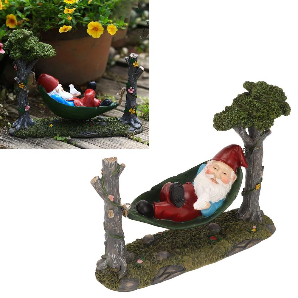 Harz Gartenfigur Gartenzwerg Hängende Outdoor Zwerg Dekoration Hängematten Zwerg Statue Hof Rasen Veranda