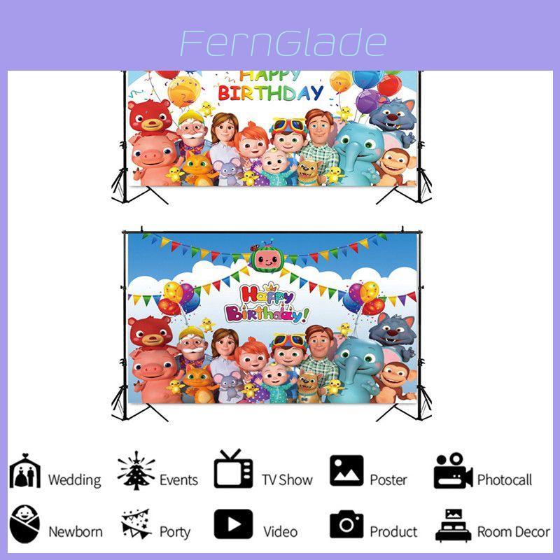 Cocomelon Family Photography Backdrops With Bright Colors For Party Decoration 120*80cm