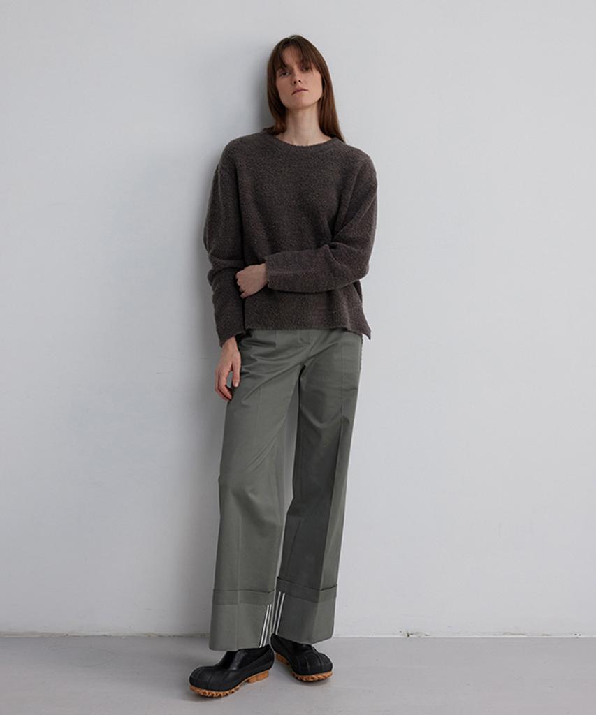 Deolum Cotton Roll Up Pants_Khaki