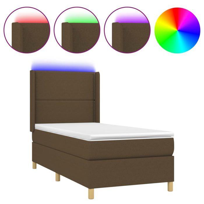 Maison Exclusive - Sommier à lattes de lit matelas et LED Taupe 90x200 cm Tissu