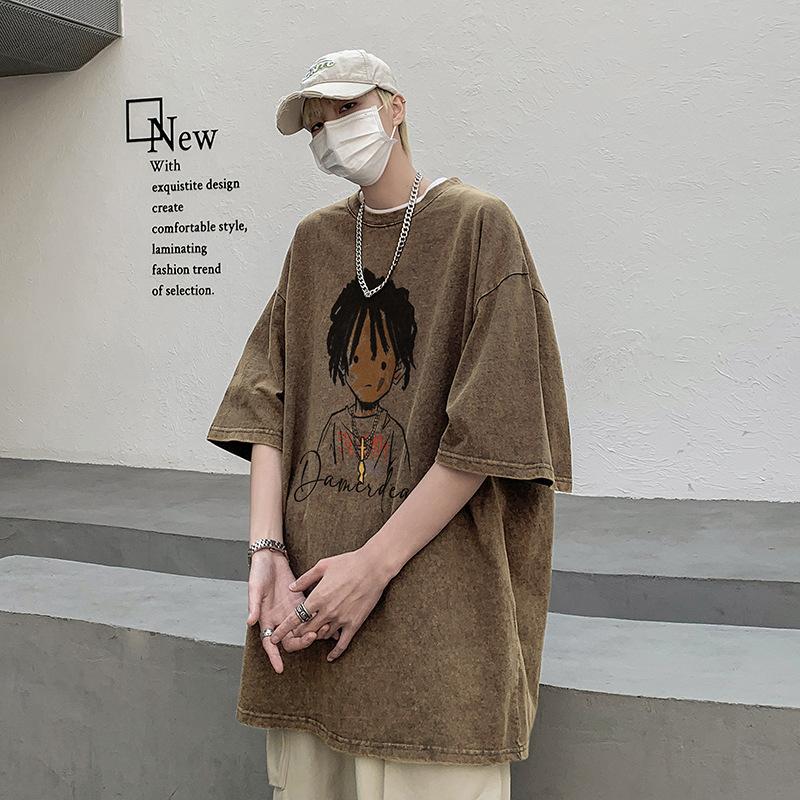 Soft and High Quality Fabrics Sports and Leisure Versatile Stretch Wrinkle Loose Men's Fashion Short-sleeved Tops Comfortable T-shirt