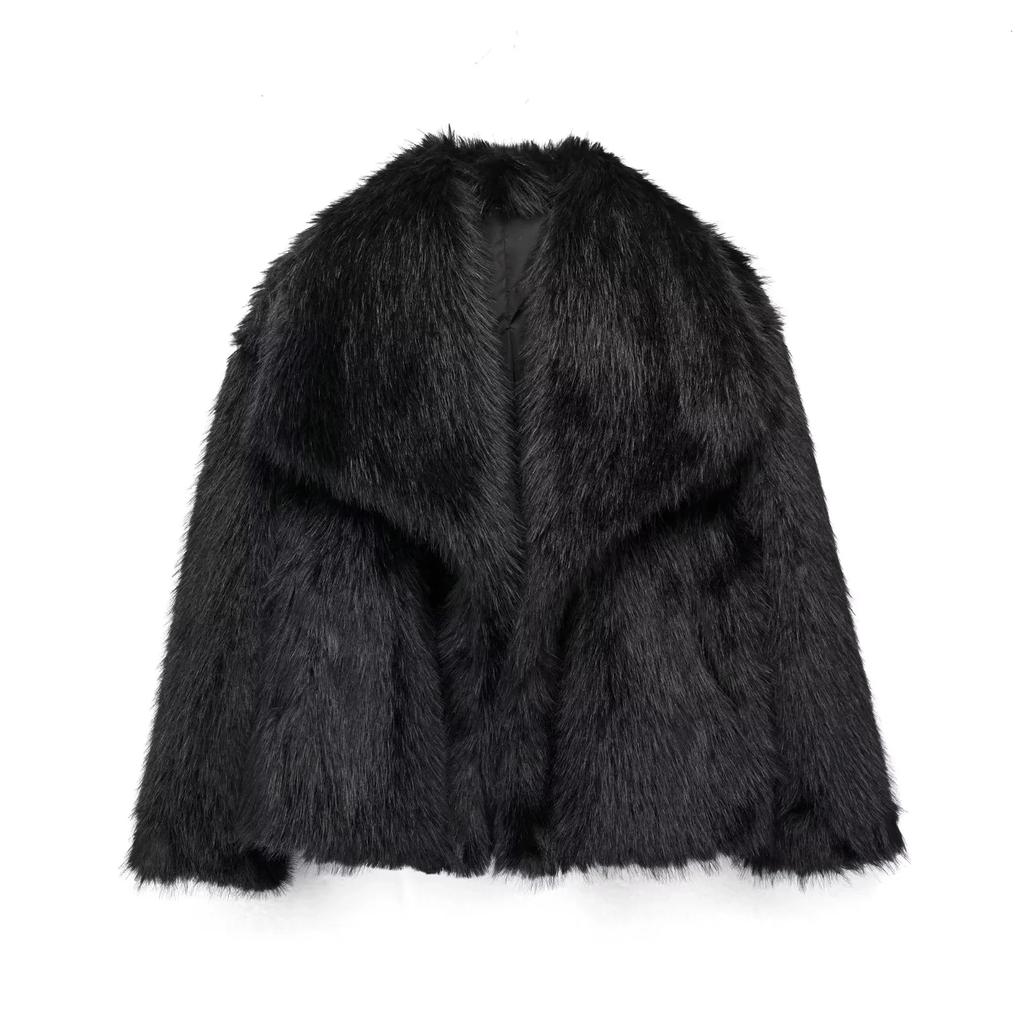 Metallfarbene Pailletten-Webjacke für Damen Locker Stehkragen Langarm Mantel Herbst Winter Schicke Damenoberbekleidung