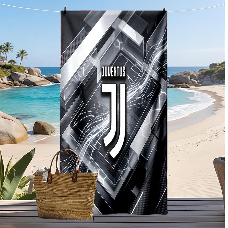 Asciugamano da Spiaggia Stampato Juventus FC Asciugamano Morbido ad Asciugatura Rapida Coperta da Spiaggia Rettangolare Grande Portatile per Viaggi Piscina