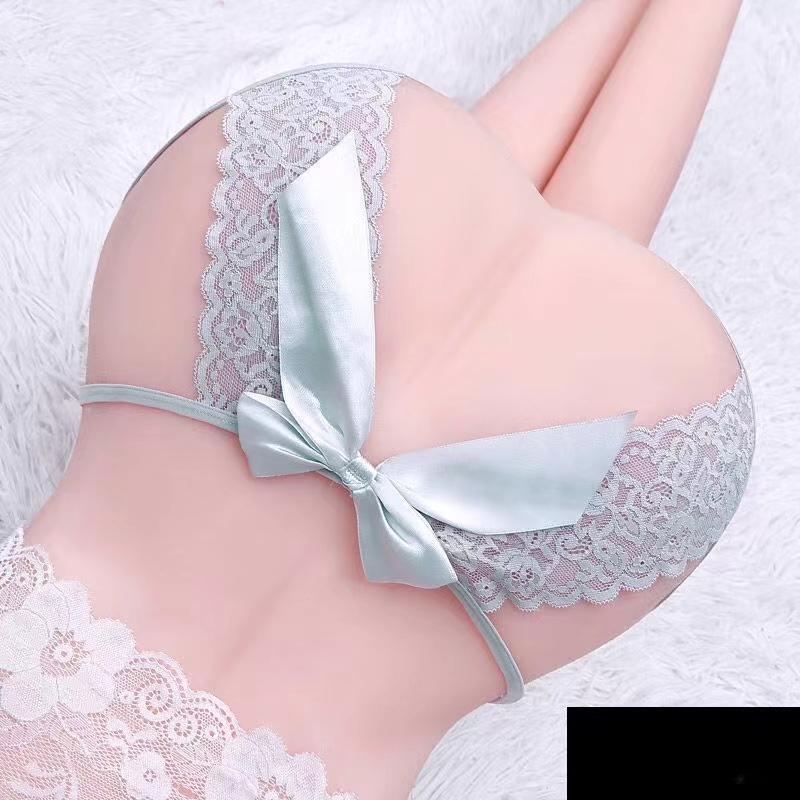 Hot Sale Women's Sexy Hollow Out Thong Lingerie Open Crotch Underwear Lady's Crotchless Lace Panties With Bow Plus Size