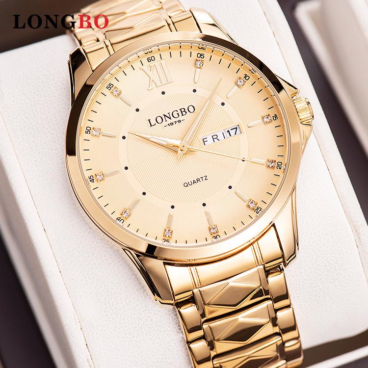 Longbo Men's Waterproof Luminous Korean Style Quartz Wristwatch with Double Calendar