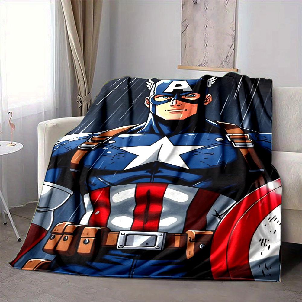 1 Stück Captain America, Schild-Decke Leichte Flanell-Kuscheldecke für Sofa, Bett, Reisen, Camping, Wohnzimmer, Büro, Couch, Stuhl und Bett