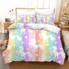Lovely Unicorn Bedding Set For Kids Winter Duvet Cover Sets Blue Pink Cartoon Boy Girl Bed Linens 2/3 Pcs Ropa De Cama Cartoon