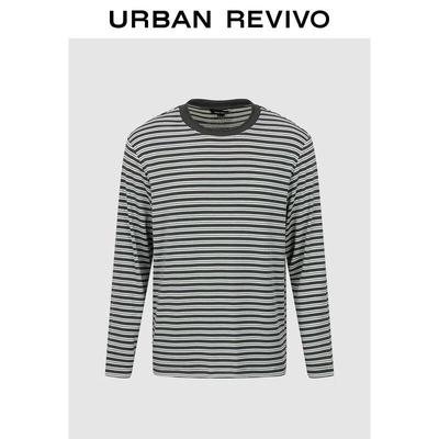Men's Color-block Striped Long Sleeve T-shirt