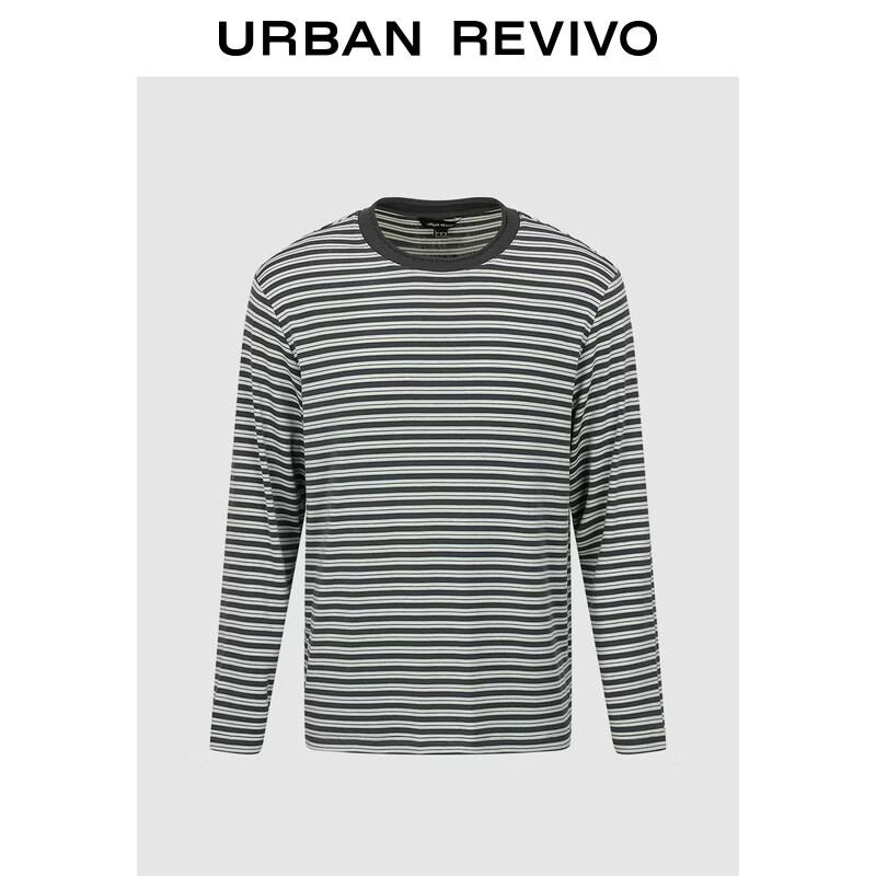 Men s Color-block Striped Long Sleeve T-shirt L