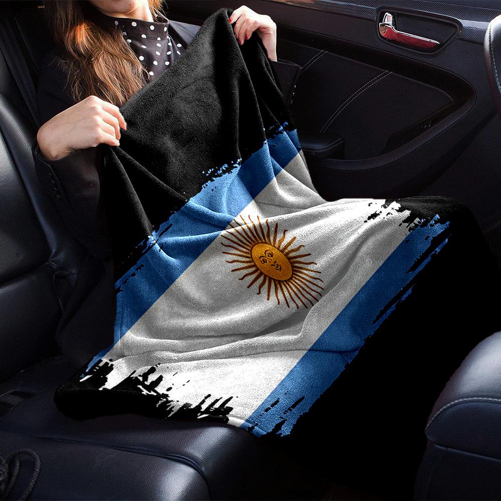 Argentina Flag Design Flannel Blanket, Soft Polyester, Modern Design, All-Season for Camping, Travel, Gifts for Holidays or Birthdays