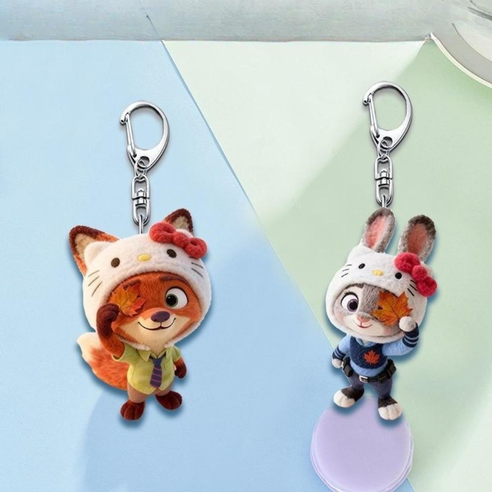 Disney Zootopia Animation Peripheral Keychain Cartoon Judy Nick Cute Acrylic School Bag Keychain Men and Women Birthday Gifts