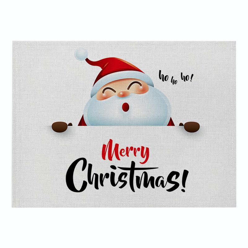 

Christmas Kitchen Placemat Cartoon Santa Pattern Decorative Table Mats Waterproof Drink Coasters Linen Cup Mats Western Placemat 2pcs 30x45cm