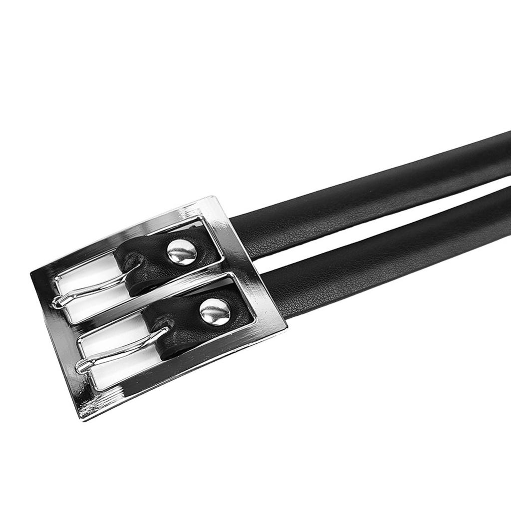Black Double Buckle Belt Adjustable Elastic Waist Belt Casual Women Waistband for Office or Casual Wear