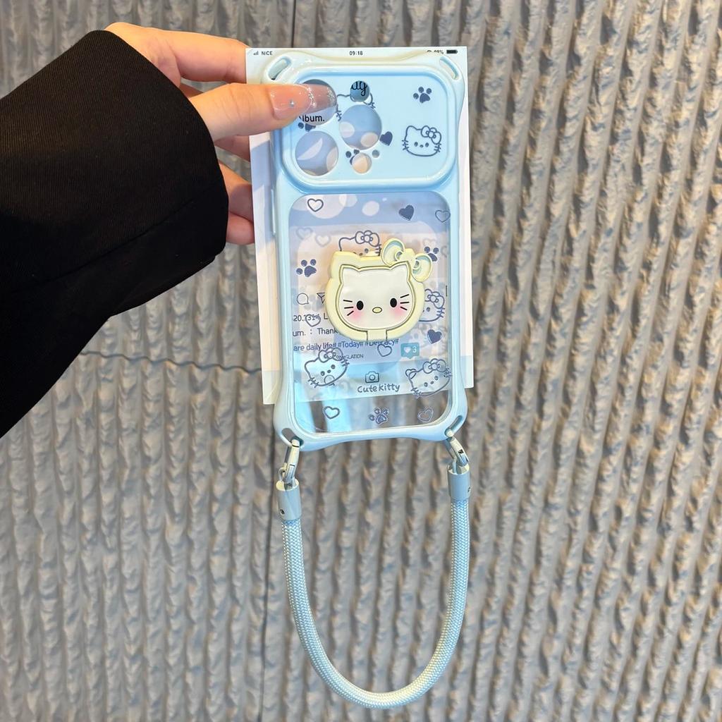 Cat bracket four-corner lanyard shell is suitable for Apple 11 mobile phone iphone11promax transparent dopamine hard shell