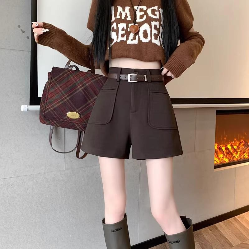 

2025 Autumn/Winter Women s High-Waisted Wide-Leg Tweed Shorts - Slimming A-Line, Versatile and Fashionable Casual Bootcut L