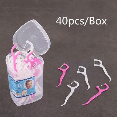 40pcs/box Dental Floss Dental Cleaning Tooth Stick 7.5cm Floss Pick Interdental Brush Dental Flosser Teeth Cleansing Tools