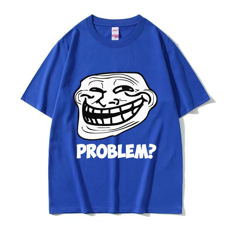 Troll Face Memes Wütender Mann Problem Lustiges Meme T-Shirts Herren Retro Hohe Qualität Mode T-Shirt Unisex 100% Baumwolle Übergroße T-Shirts