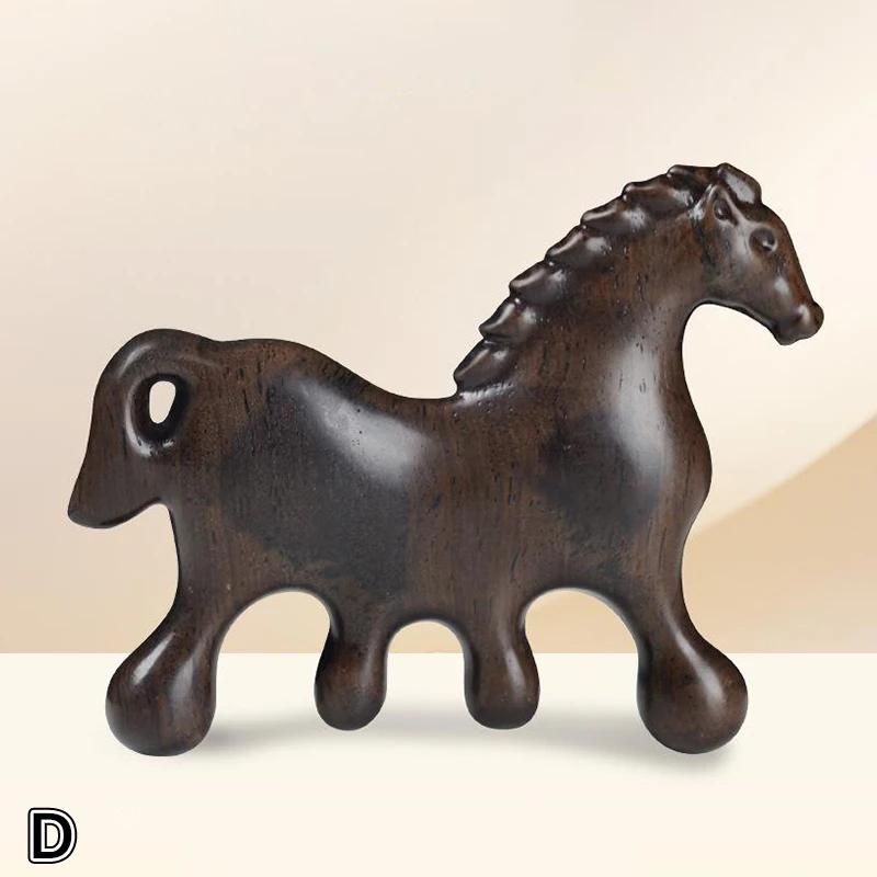 1PCS Year Of The Horse Sandalwood Massage Wood Massager Comb Scalp Head Oil Massager Scalp Hair Comb Tools Chinese New Year Gift