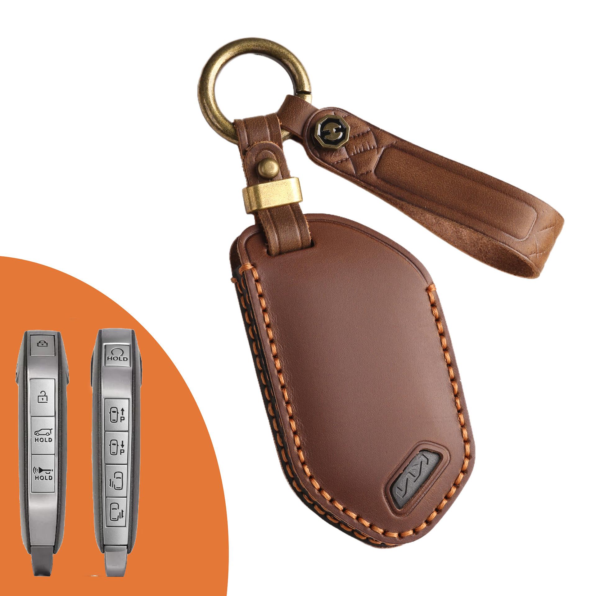 

Новый кожаный чехол для ключей подходит для нового KIA 2024 года, высококачественный кожаный чехол для ключей KIA.