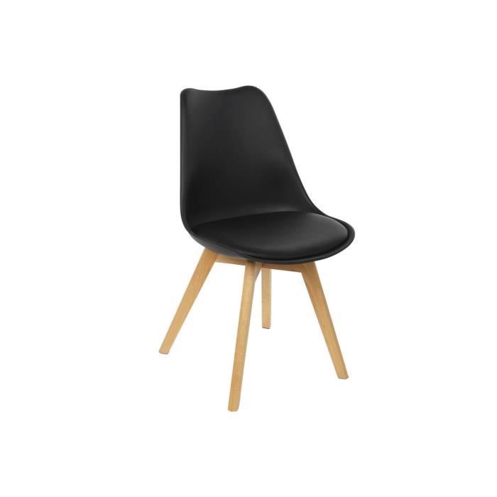 Chaise salle à manger style scandi chaise, pp, hêtre, mousse, pu noir, marron - Couleur:MARRON