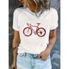 Taglie Europee T-shirt da Donna con Stampa Colorata di Biciclette - Casual Girocollo, Manica Corta, Tessuto Elasticizzato Medio