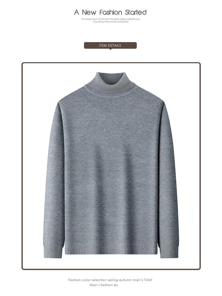 Men's Fashion Anti-Pill Turtleneck Sweater - Trendy Solid Color Knit, Long Sleeve Bottoming Shirt