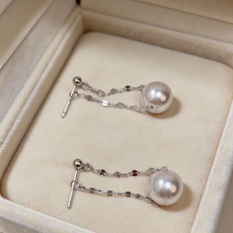 S925 Sterling Silver Pearl Tassel Earrings - Elegant, Versatile Dangle Earrings for Women
