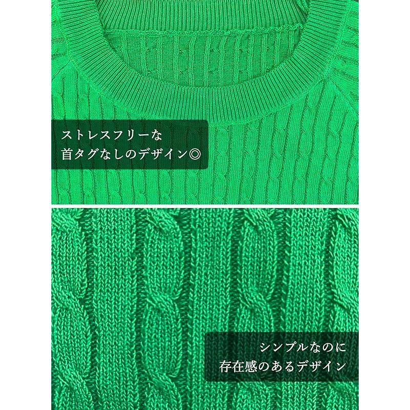 [BN1 Select] Knit Short Sleeve Ladies Spring Summer Autumn Clothes Beautiful Sweater Crew Neck Tops Cable Knitting Thin Women's Clothing 30s 40s 50s
