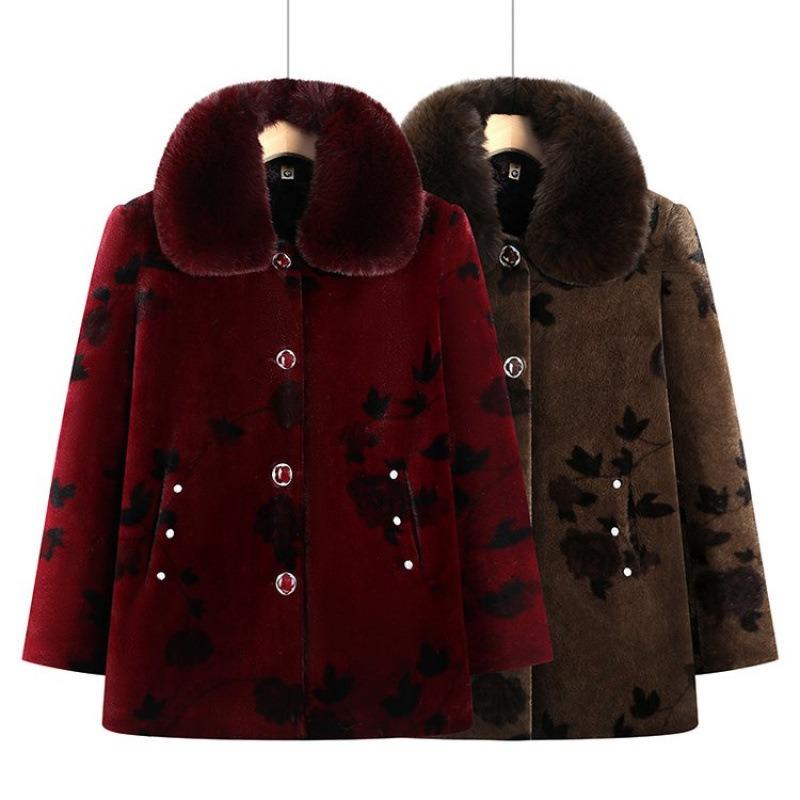 Winter Velvet Thickened Mink Coat Medium Old Man Cotton Coat Warm 0 Old Lady Coat