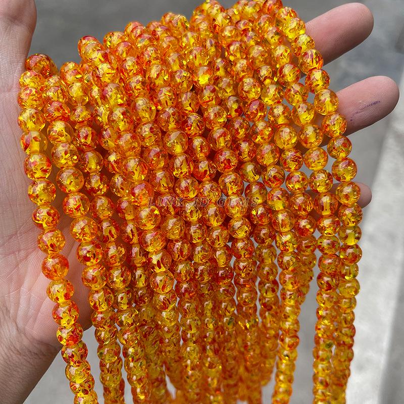 Jingde Jewelry Synthetic Crackle Amber Round Beads for DIY Bracelets, Resin Accessories
