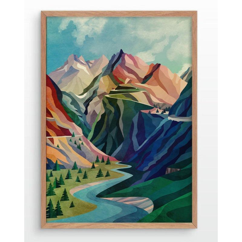 Modern Bicycle Poster Art Canvas Print Colorful Cycling High In The Mountains Wall Picture Home Room Decor Painting Gift Cuadros