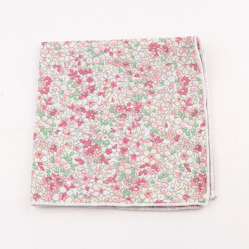 25cm Vintage Floral Cartoon Printed Handkerchief Cotton Women Men Wedding Suits Pocket Square Adult Gift Accessory High Quality