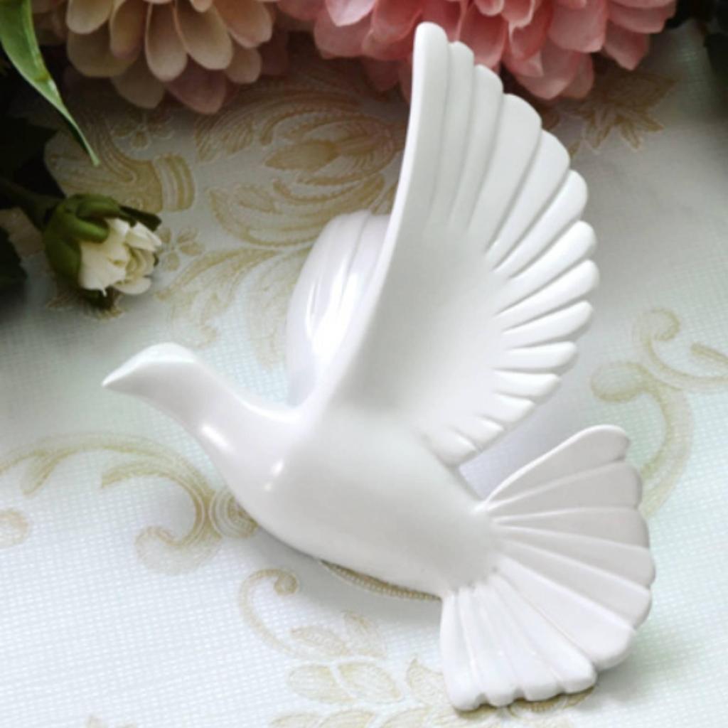 6 Pieces Pigeon Wall Art with Spread Feathers Resin Bird Decor Carved for Living Room, Entryway