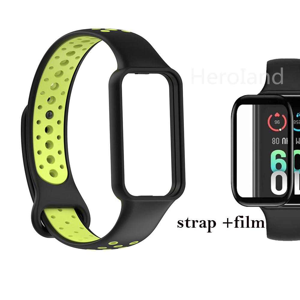 Fashion Silicone WatchStrap For Huami Amazfit Band 7 SmartWatch Band Bracelet Wristband For Amazfit band7 Strap Buckle +film
