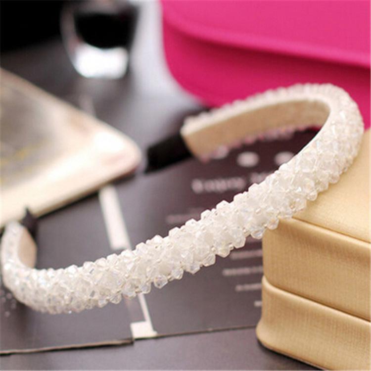 Handmade Beaded Hairband Hair Hoops for Women Wide 4 Rows Crystal Sweet Headband Party Headwear Wedding Hair Accessories Jewelry