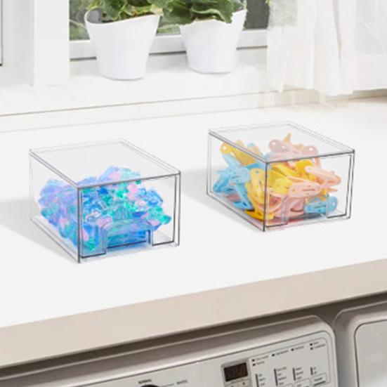 Transparent Storage Box Stackable Cosmetic Organizer Drawer Large Capacity Stable Makeup Organizer Box Bathroom Counter Dresser Cabinets Vanity